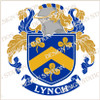 Lynch Family Crest Ireland Instant Digital Download in colour and black and white.