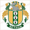 Betagh Digital Family Crest, Vector pdf file available for download on purchase, colour and black