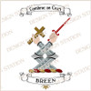 Breen Heraldry Crest Digital Download File in Vector PDF format, easy to print, engrave, change colour. Available in full colour and black.