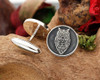 Owl Engraved Silver Mens Cufflinks - Negative engraving with oxidised ageing