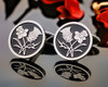 Daffodil & Thistle Silver Cufflinks, Negative - Oxidised - Mirror Image