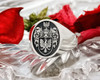 Azevedo Family Crest Silver Signet Ring, oxidised, negative engraving