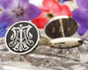 AT TA Victorian Monogram Silver Cufflinks D1