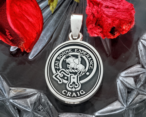 Craig Scottish Clan Pendant, silver or 9ct gold