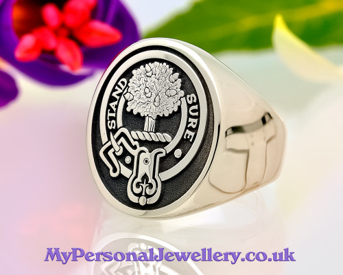 Anderson Scottish Clan Signet Ring (example silver oval negative oxidised)