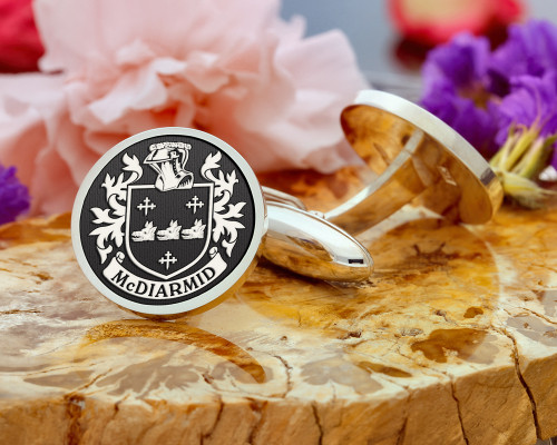 McDiarmid Family Crest Cufflinks Silver or 9ct Gold