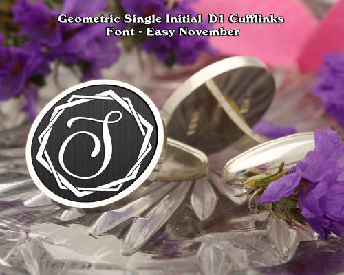 Geometric Single Initial Cufflinks Design Style 1