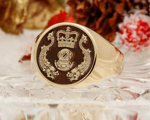 Royal Navy EOD Diving Signet Ring in 9ct Gold