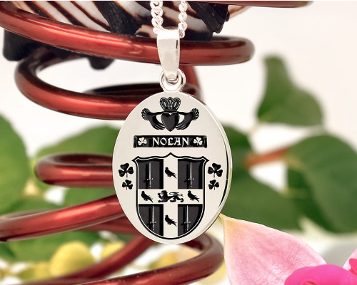 Nolan Irish Claddagh Family Crest Design Pendant - Positive Engraving