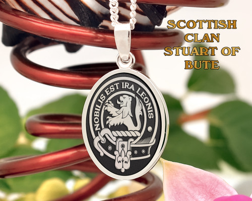 Stuart of Bute Scottish Clan Pendant Silver or 9ct Gold Negative