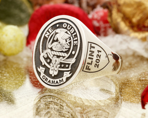 Graham Scottish Clan Signet Ring HS41 (banner only suitable for large rings) Silver