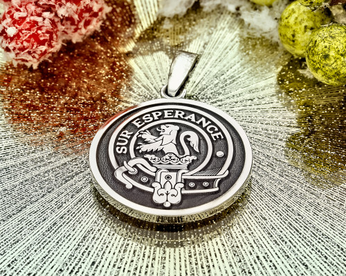 Moncreiff Scottish Clan Engraved Silver Pendant Negative Oxidised