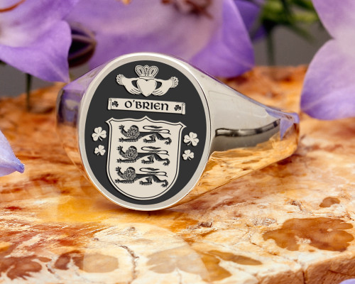 O'Brien / Brien Irish Claddagh Family Crest Signet Ring made to order