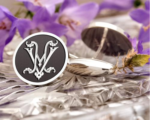 HV VH Victorian Monogram Cufflinks Signet Ring Pendant D2