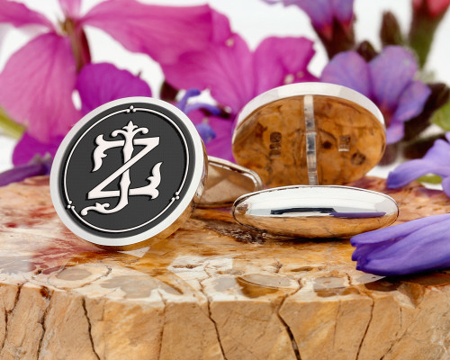 JZ ZJ Victorian Monogram Cufflinks, Signet Ring, Pendant  D2