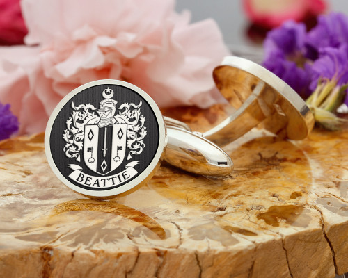 Beatty Beattie Family Crest Silver or Gold Cufflinks