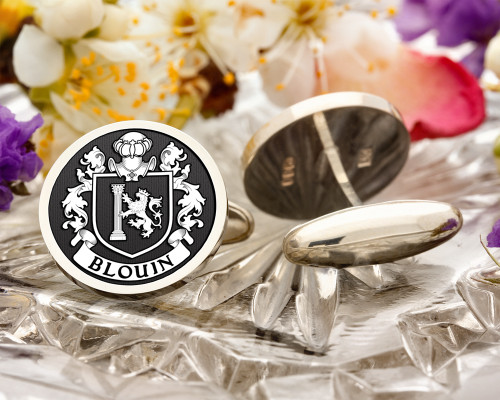 Blouin Coat of Arms Family Crest Silver or Gold Cufflinks