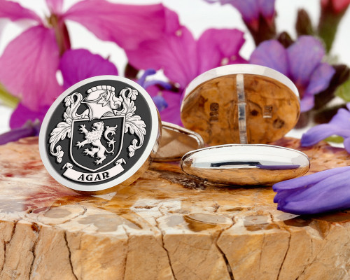 Agar Family Crest Ireland Silver or 9ct Gold Cufflinks