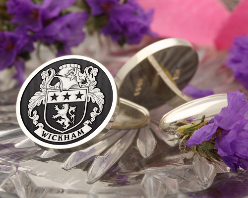 Wickham Family Crest Ireland Silver or Gold Cufflinks