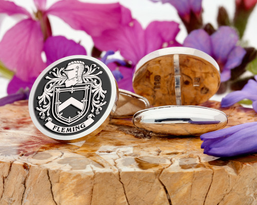 Fleming Family Crest Scotland Silver or Gold Cufflinks