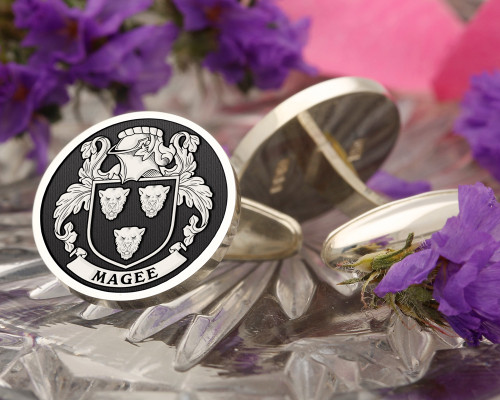Magee Family Crest Ireland Cufflinks in Silver or Gold