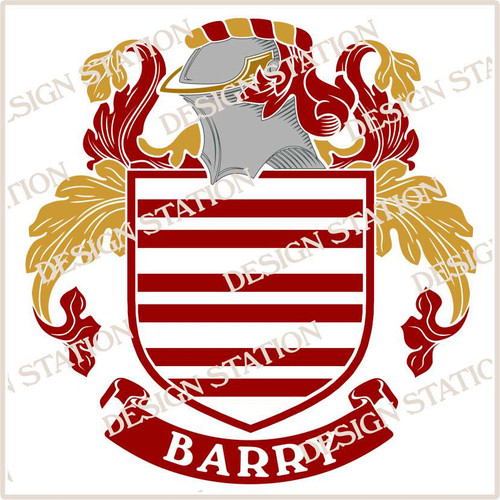 Barry Family Crest Digital PDF Vector Download Files black and colour