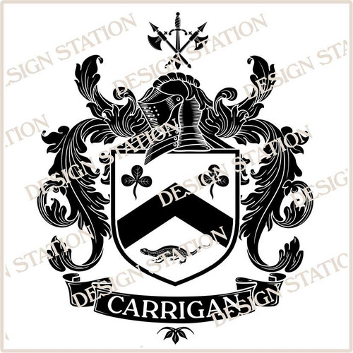 Carrigan, Carrigon Family Crest Instant Digital PDF Download including Crest
