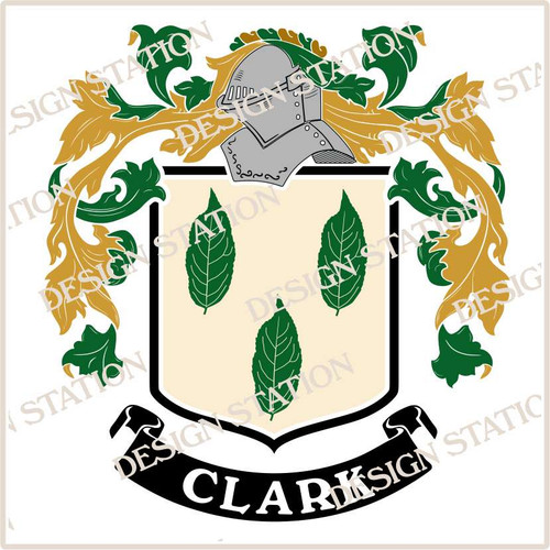 Clark Family Crest Digital PDF Instant Download available in full colour and black. D2