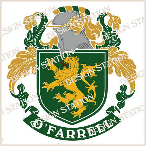 O'Farrell Family Crest Ireland Instant Digital Download, Vector pdf in full colour and black and white.