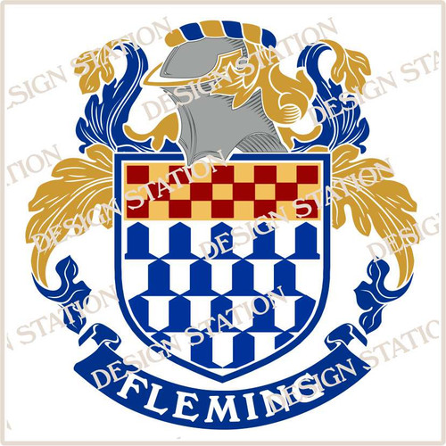 Fleming Family Crest Ireland Instant Digital Download, Vector pdf in full colour and black and white.