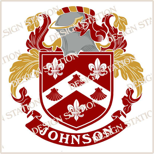 Johnson D1 Family Crest Ireland Instant Digital Download, Vector pdf in full colour and black and white.