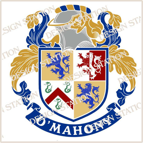 O'Mahoney Digital Family Crest, Vector pdf file available for download on purchase
