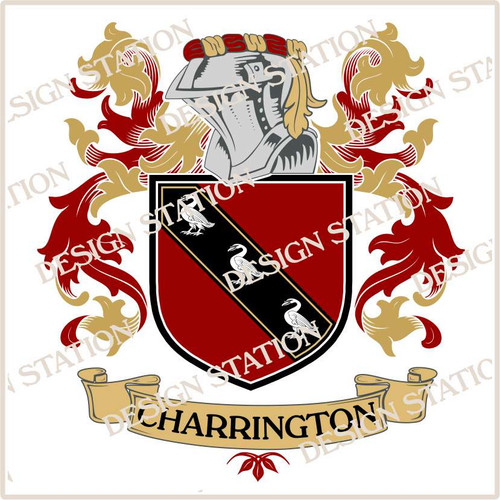 Charrington Family Crest Digital Download File in Vector PDF format, easy to print, engrave, change colour.