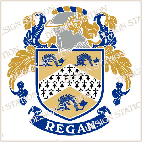 Regan Family Crest Ireland Instant Vector pdf download in full colour and black