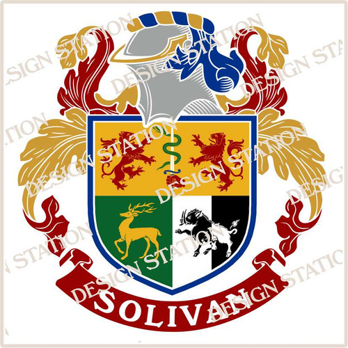 Solivan Family Crest Ireland Instant Download file (included colour and black pdf files)