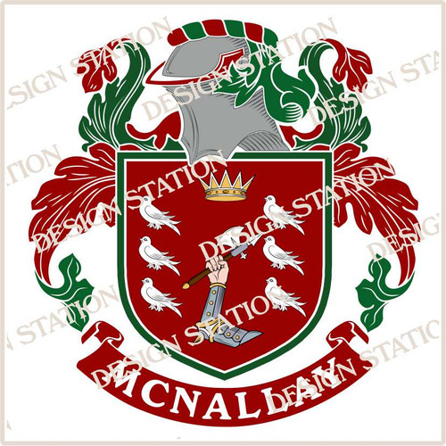 McNally Family Crest Ireland PDF Instant Download,  design also suitable for engraving onto our cufflinks, signet rings and pendants.