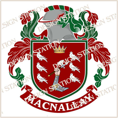 MacNally Family Crest Ireland PDF Instant Download,  design also suitable for engraving onto our cufflinks, signet rings and pendants.