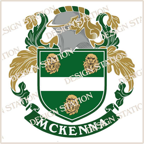 McKenna Family Crest Ireland PDF Instant Download,  design also suitable for engraving onto our cufflinks, signet rings and pendants.