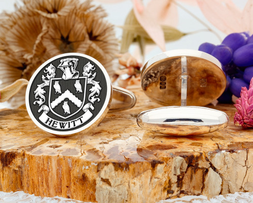 Hewitt Family Crest Silver or Gold Cufflinks