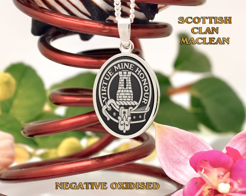 MacLean Scottish Clan Silver Oval Pendant