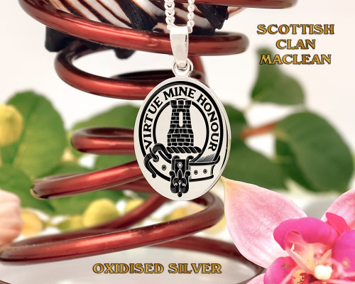 MacLean Scottish Clan Silver Oval Pendant