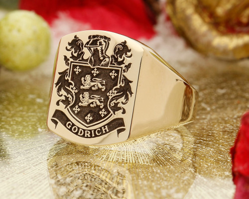 Godrich Family Crest Signet Ring HS9 9ct Gold