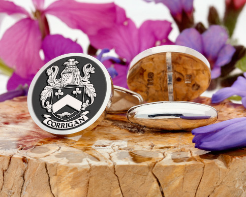 Corrigan Silver or 9ct Gold Family Crest Cufflinks Ireland