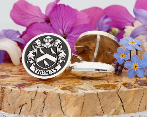 Thomas Family Crest Silver or Gold Cufflinks