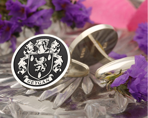 Geygan / Geoghegan  Family Crest Silver Cufflinks