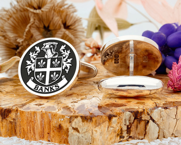 Banks Family Crest Silver or 9ct Gold Cufflinks