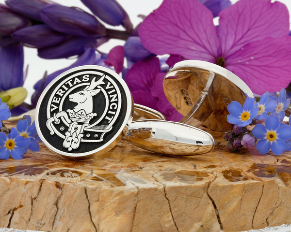 Keith Scottish Clan Engraved Cufflinks negative engraving oxidised