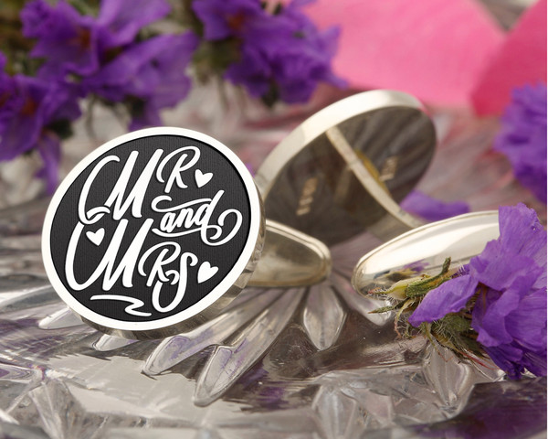 Mr & Mrs Engraved Wedding Cufflinks Personalised