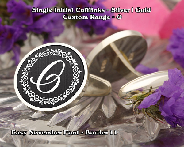 Custom Initial O Cufflinks with border 11 Easy November Font