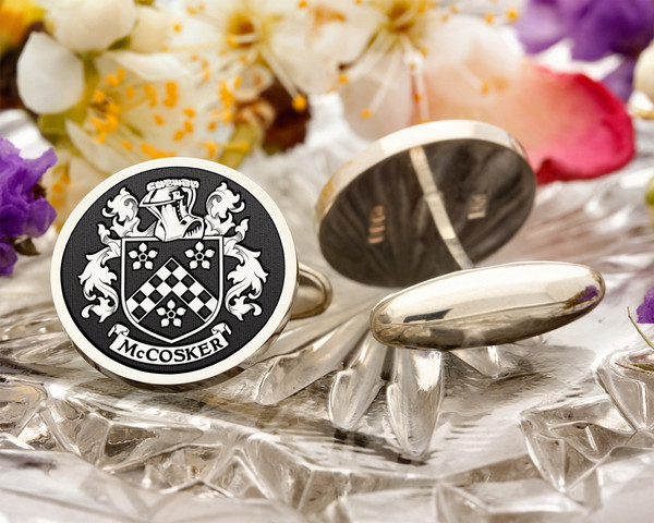 McCosker McCusker Family Crest Silver or 9ct Gold Cufflinks
